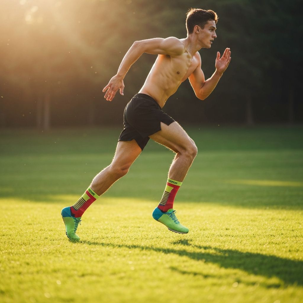 Athlete wearing high performance sports socks