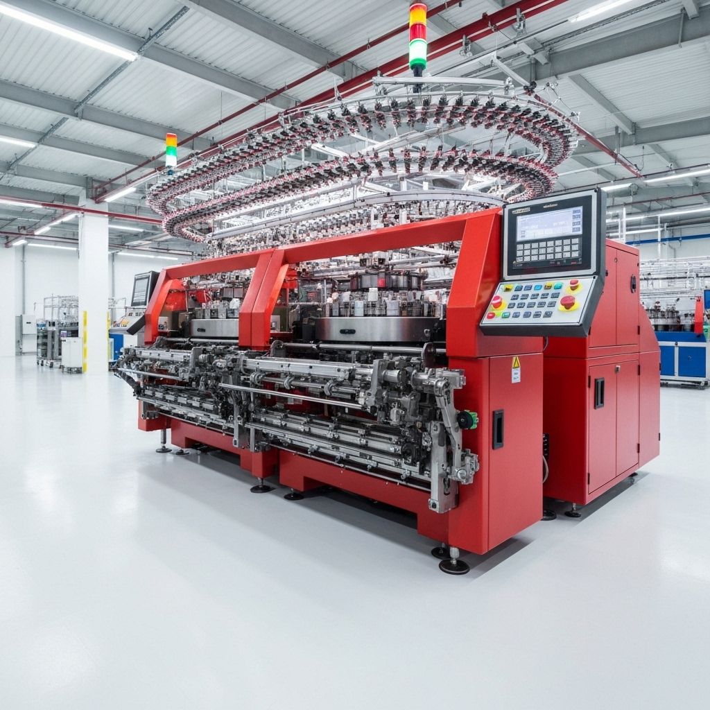 Industrial circular knitting machines on our sock production floor