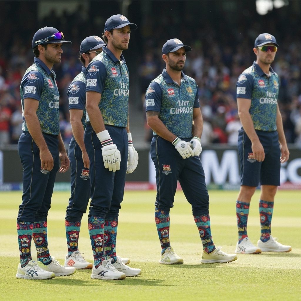 Cricket team wearing custom socks