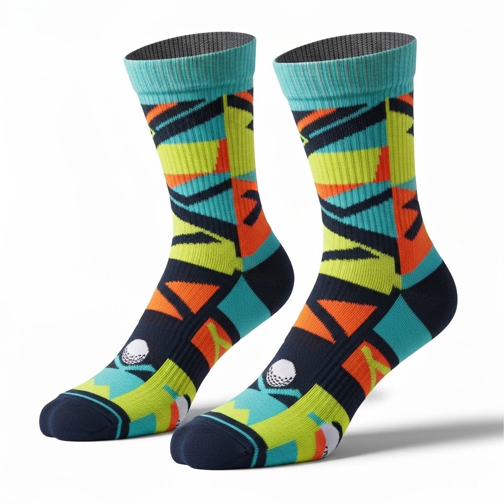 Close-up of Golf athlete legs wearing custom team socks on field