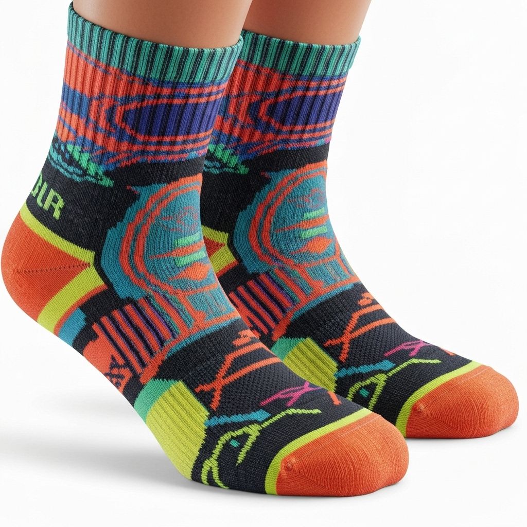 Close-up of Running athlete legs wearing custom team socks on field