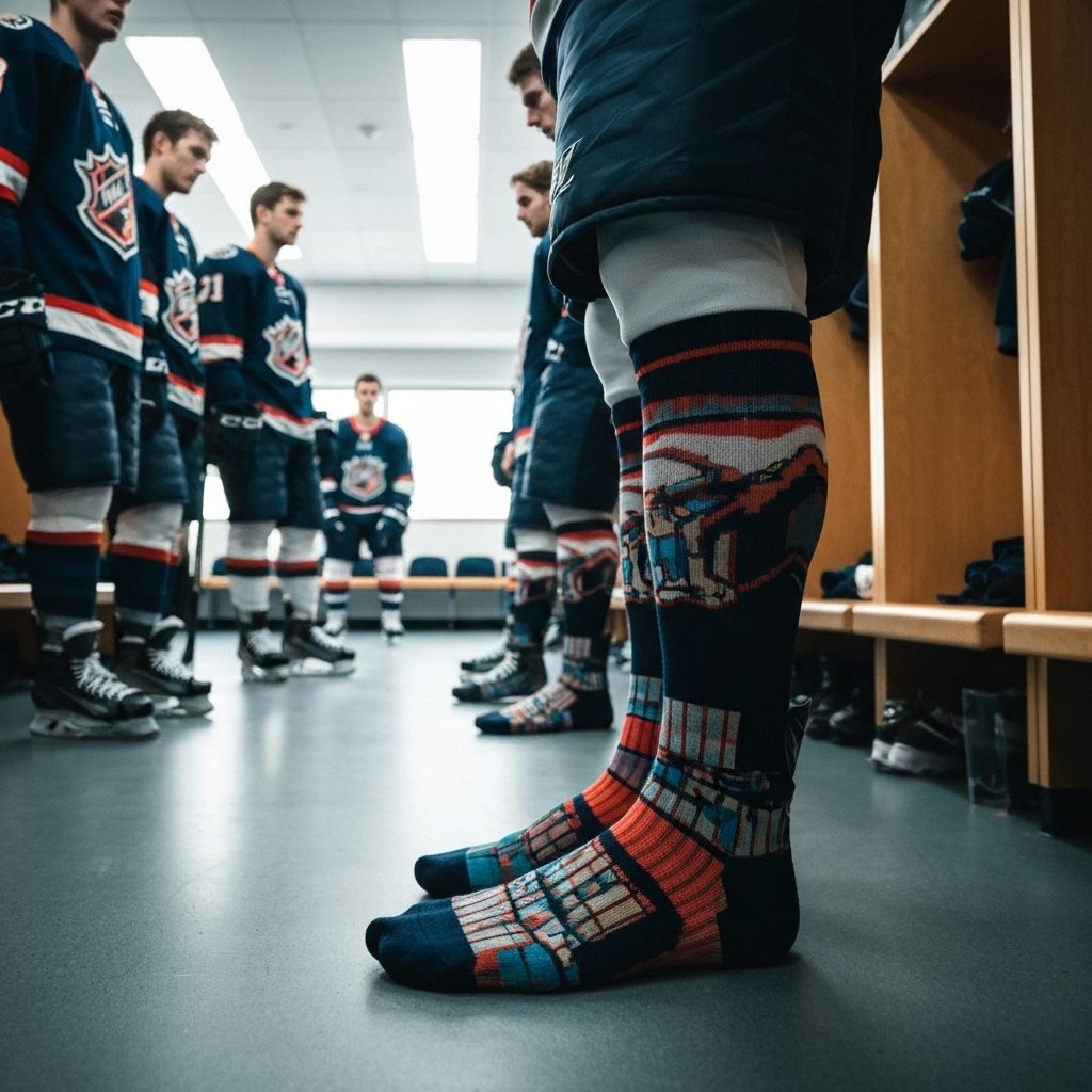Hockey team wearing custom socks