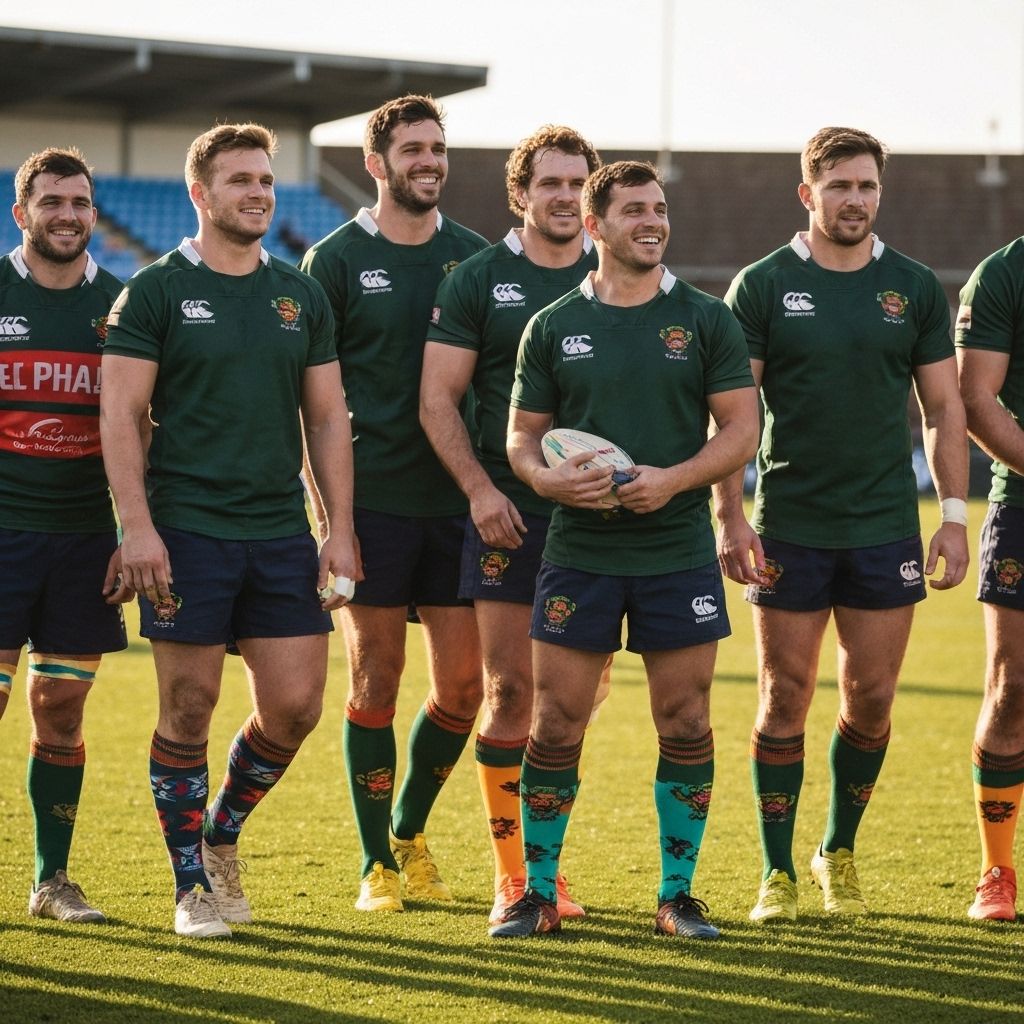 Rugby team wearing custom socks