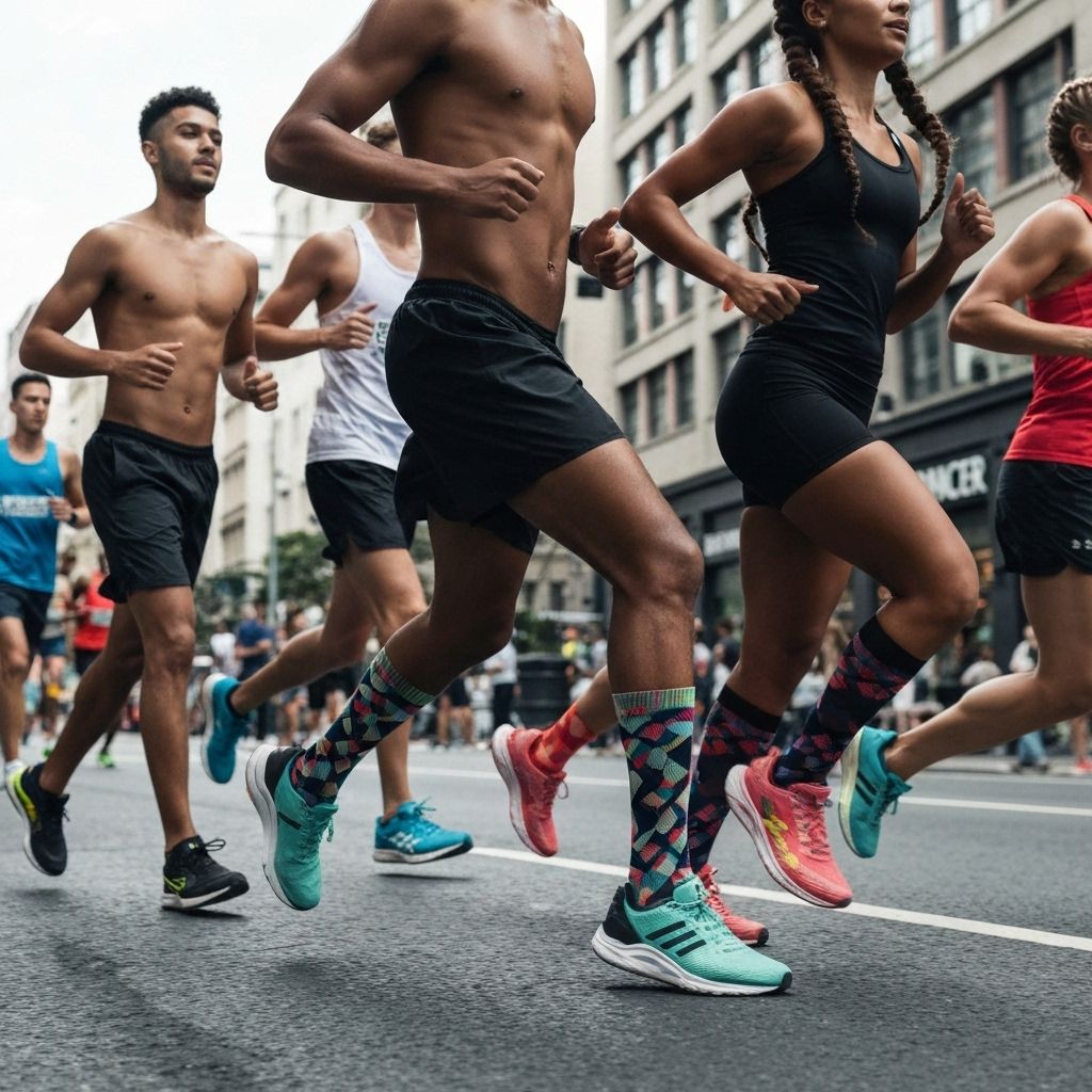 Runners wearing custom running socks
