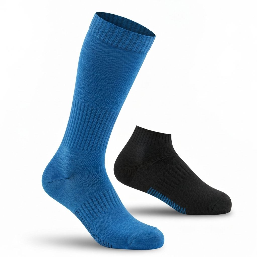 Skiing player wearing custom athletic socks during game action